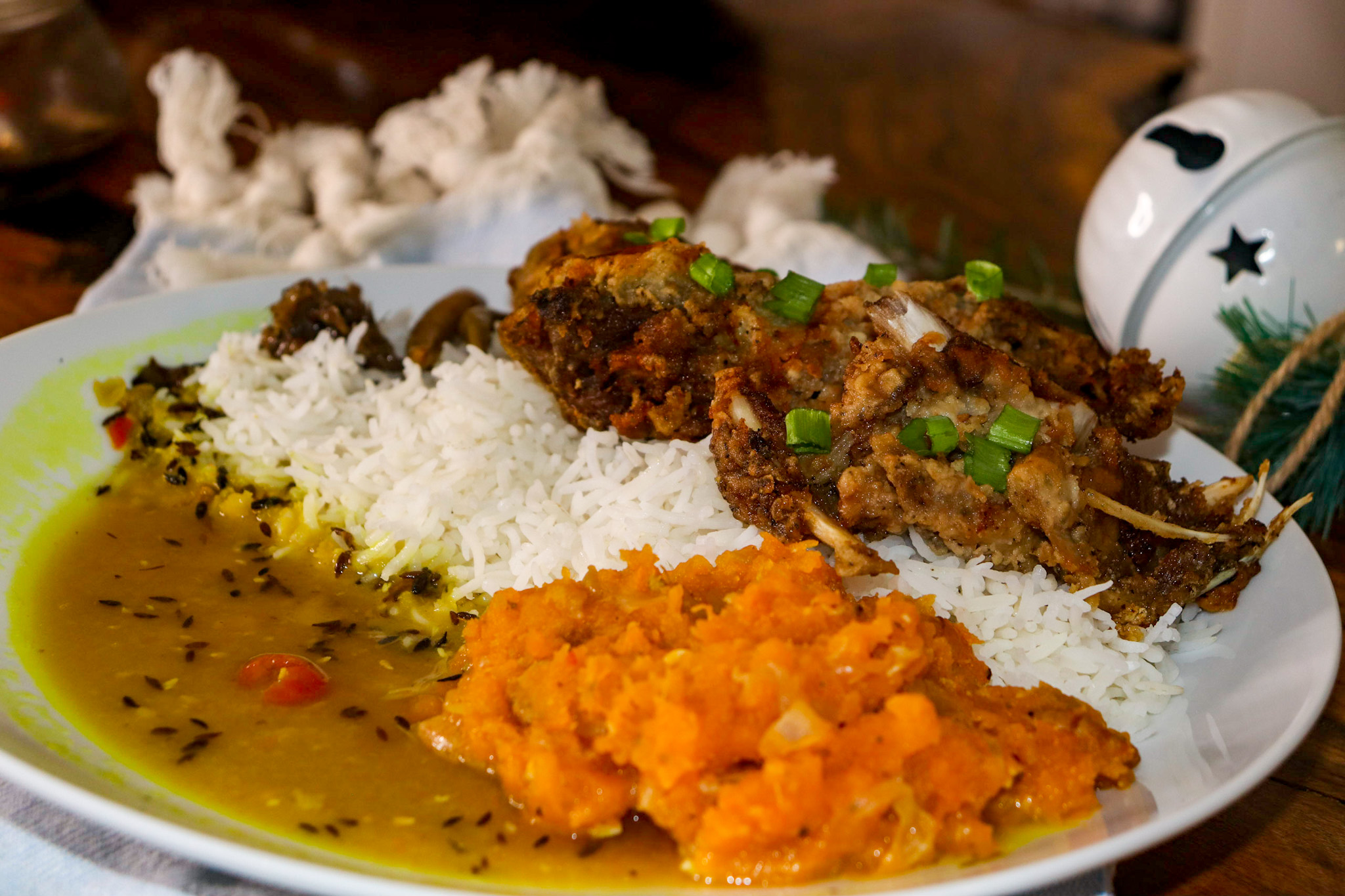 Stewed Pumpkin With Dhal & Rice